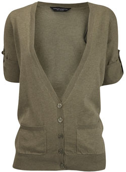 Dorothy Perkins Khaki 3/4 sleeve cardigan