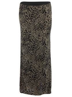 Dorothy Perkins Khaki animal jersey maxi skirt