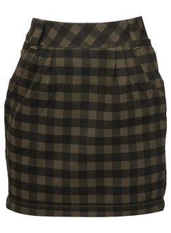 Dorothy Perkins Khaki gingham tulip skirt