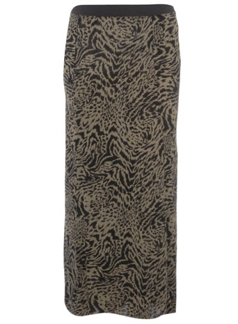 Dorothy Perkins Khaki zebra jersey maxi skirt