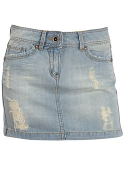 Dorothy Perkins Light wash rip mini skirt