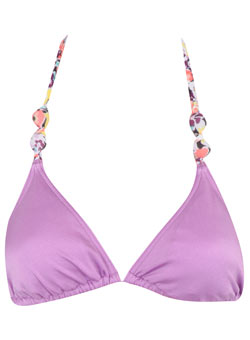 Lilac ditsy beaded padded bikini top