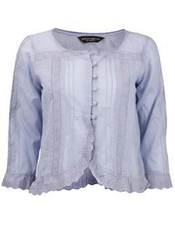 Dorothy Perkins Lilac lace trim shrug