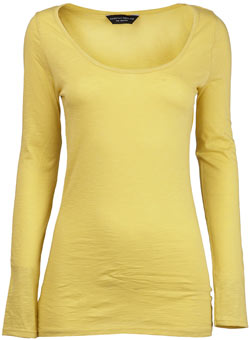Dorothy Perkins Lime long sleeve scoop top