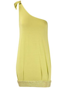 Lime one shoulder sequin tunic