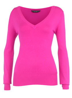 Magenta double neck trim jumper