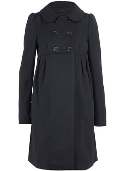 Maternity black empire coat