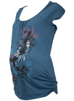 Maternity teal floral motif