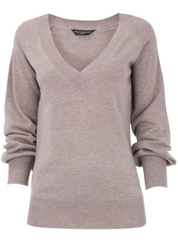 Dorothy Perkins Mocha slouchy v-neck jumper