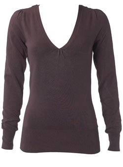 Dorothy Perkins Mocha v-neck jumper