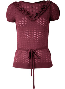 Dorothy Perkins Mulberry pointelle bib jumper