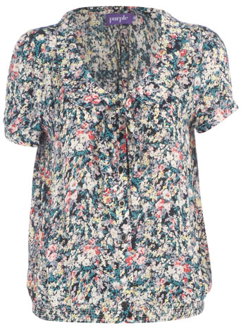 Dorothy Perkins Multi ditsy cropped bow blouse DP53000329