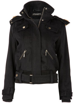 Navy belted military jacket