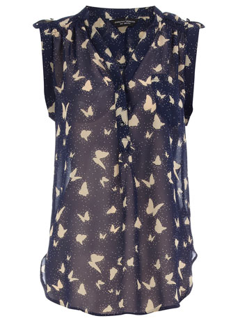 Dorothy Perkins Navy butterfly/spot blouse DP05279223
