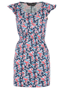 Dorothy Perkins Navy ditsy shirred waist tunic