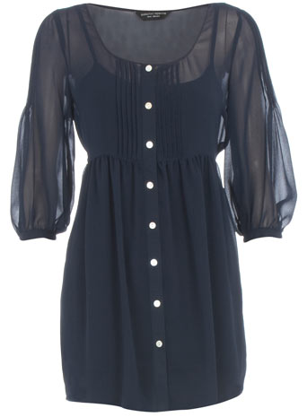 Navy georgette button blouse DP05203123