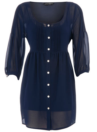 Navy georgette button blouse