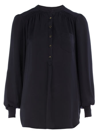 Dorothy Perkins Navy gold button blouse DP05265423