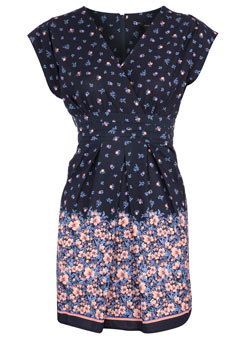 Dorothy Perkins Navy/peach ditsy border tunic