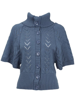 Navy pointelle cape cardigan