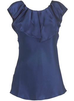 Dorothy Perkins Navy satin clown neck top