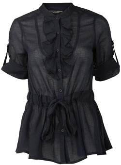 Dorothy Perkins Navy tie waist shirt