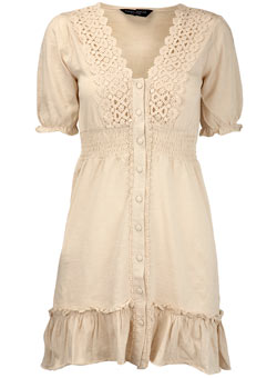 Dorothy Perkins Oat crochet button tunic