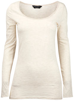 Dorothy Perkins Oatmeal long sleeve scoop top