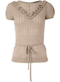 Dorothy Perkins Oatmeal pointelle bib jumper
