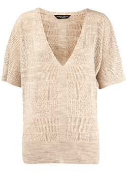 Dorothy Perkins Oatmeal pointelle tab jumper
