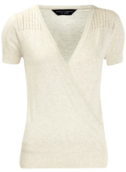 Dorothy Perkins Oatmeal pointelle wrap jumper