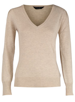 Dorothy Perkins Oatmeal v-neck jumper