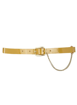 Dorothy Perkins Ochre patent drop chain belt