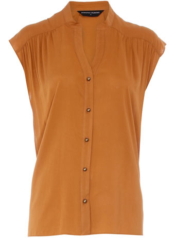 Dorothy Perkins Ochre ruched shoulder blouse DP05248543