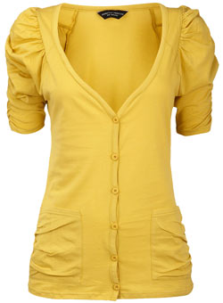 Dorothy Perkins Ochre ruched sleeve cardigan