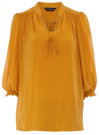 Dorothy Perkins Ochre tie neck blouse DP05251943