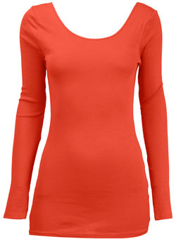 Dorothy Perkins Orange long sleeve scoop back top