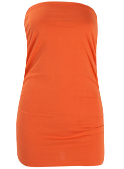 Orange ruched side boob tube