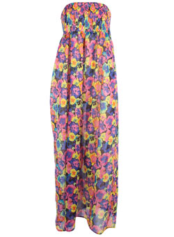 Dorothy Perkins Pansy print bandeau maxi dress