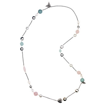 Dorothy Perkins Pastel bead, silver butterflies and heart necklace