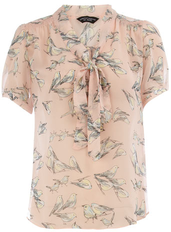 Peach bird pussybow blouse DP05294873