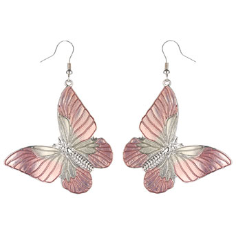Peach butterfly drop earrings