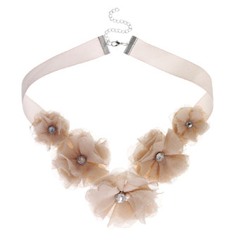 Dorothy Perkins Peach fabric flower necklace