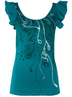 Dorothy Perkins Peacock feather foil top