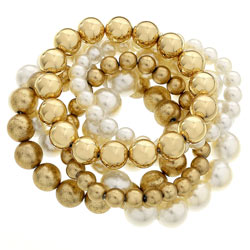 Dorothy Perkins Pearl and Metal Bead Stretch