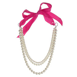 Dorothy Perkins Pearl and Ribbon Necklace