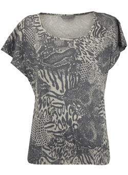 Dorothy Perkins Petite animal shirred hem top