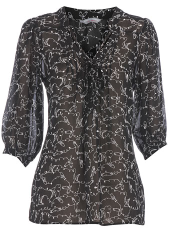 Petite bird floaty blouse