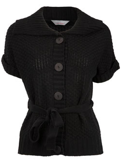 Petite Black chunky collar cardigan