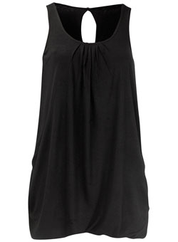 Dorothy Perkins Petite black pleat neck tunic